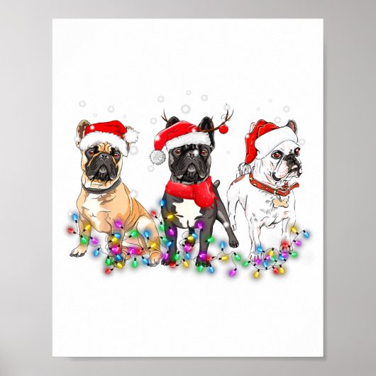 French Bulldog Dog Christmas Lights Cute Pet Match Poster (Voorkant)
