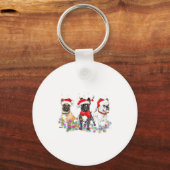French Bulldog Dog Christmas Lights Cute Pet Match Sleutelhanger (Voorkant)