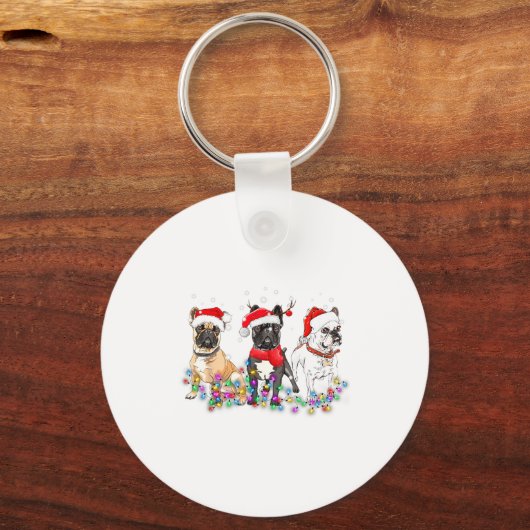 French Bulldog Dog Christmas Lights Cute Pet Match Sleutelhanger (Voorkant)