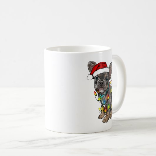 French Bulldog Dog Christmas Lights Santa Xmas Pet Koffiemok (Voorkant rechts)