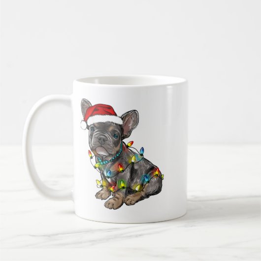 French Bulldog Dog Christmas Lights Santa Xmas Pet Koffiemok (Links)