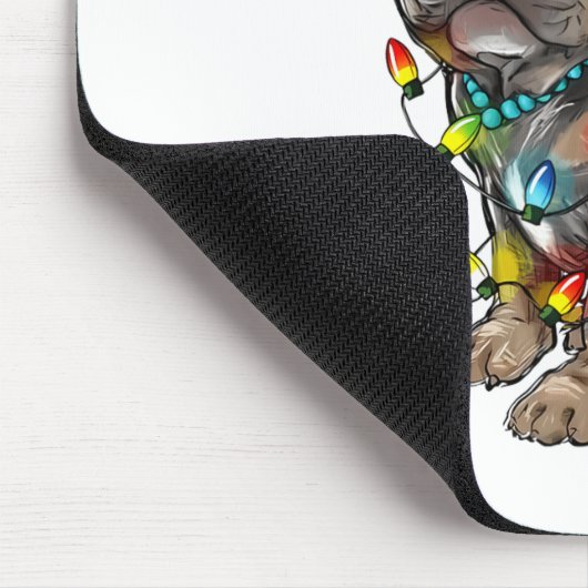 French Bulldog Dog Christmas Lights Santa Xmas Pet Muismat (Hoek)