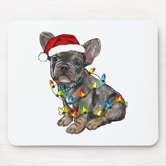 French Bulldog Dog Christmas Lights Santa Xmas Pet Muismat (Voorkant)