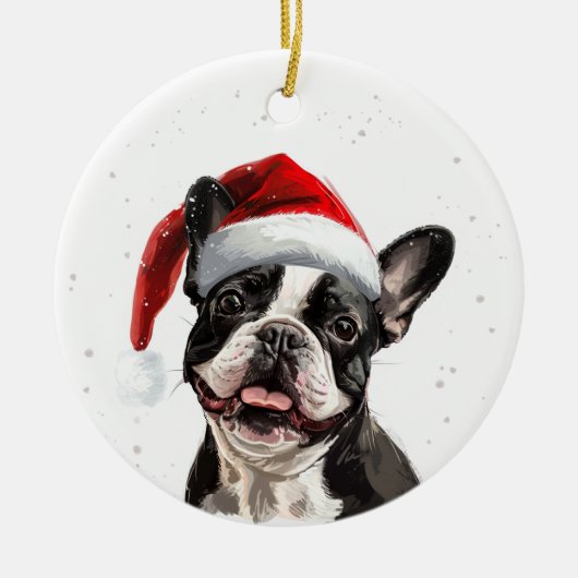 French Bulldog Dog Christmas Personalized Keramisch Ornament (Voorkant)