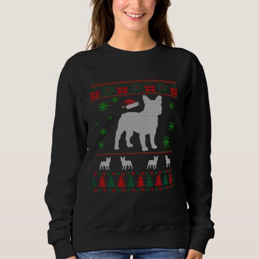 French Bulldog Dog  Christmas Ugly Christmas Sweat Trui (Voorkant)