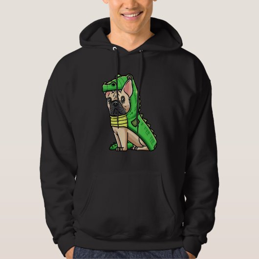 French Bulldog Dog In Crocodile Costume Hoodie (Voorkant)