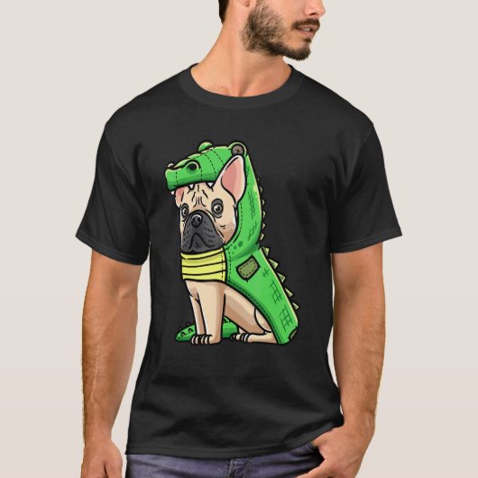 French Bulldog Dog In Crocodile Costume T-shirt (Voorkant)