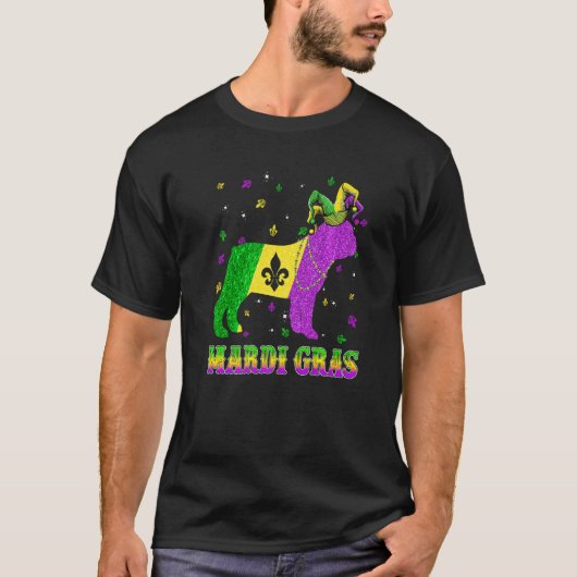 French Bulldog Dog Mardi Gras Carnival Jester Bead T-shirt (Voorkant)