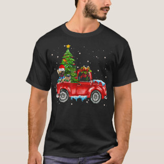 French Bulldog Dog Rides Red Truck Funny Xmas Cute T-shirt