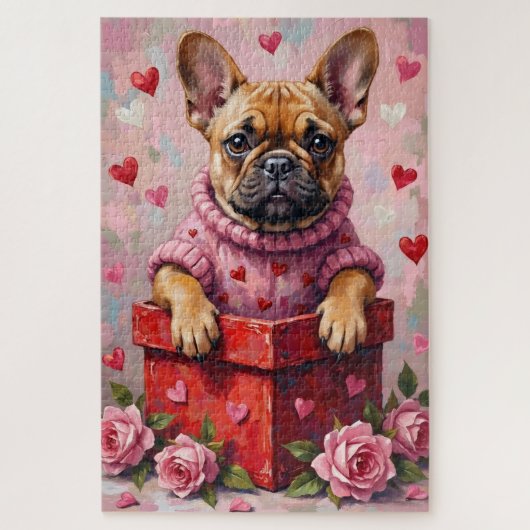 French Bulldog Dog Valentine's Day Candy Box Legpuzzel (Verticaal)