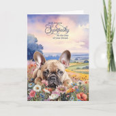 French Bulldog Dog with Wildflowers Pet Sympathy Kaart (Voorkant)
