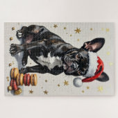 French Bulldog Elegant Black Ink Macaroon Hat Legpuzzel (Horizontaal)