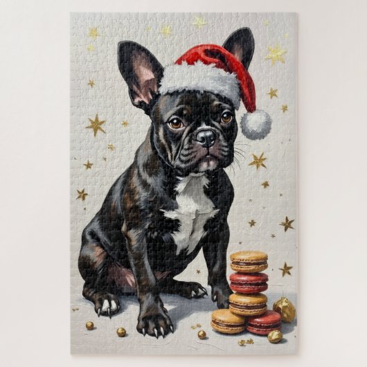 French Bulldog Elegant Black Ink Macaroon Hat Legpuzzel (Verticaal)