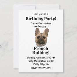 French Bulldog Face Birthday Party Kaart