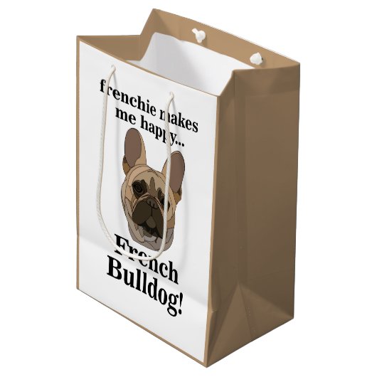 French Bulldog Face Dog Lover Medium Cadeauzakje (Voorkant Gekanteld)