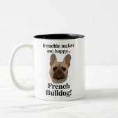 French Bulldog Face Dog Lover Tweekleurige Koffiemok (Links)