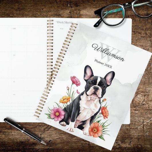 French Bulldog Floral Planner