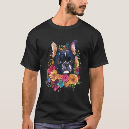French Bulldog Flower Bouquet T-shirt (Voorkant)
