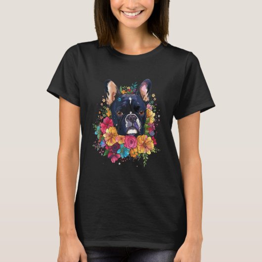 French Bulldog Flower Bouquet T-shirt (Voorkant)