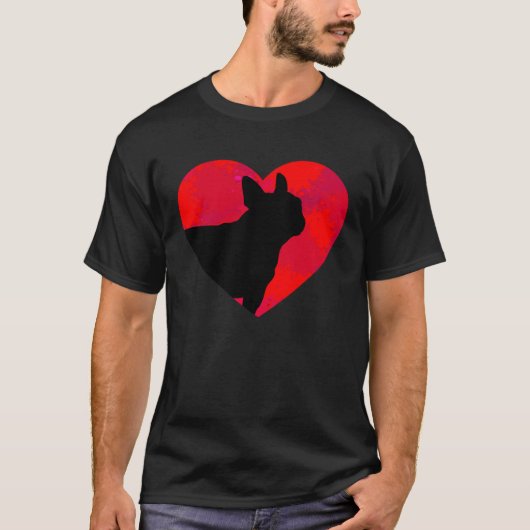 French Bulldog Frenchie Heart Valentine s Day T-shirt (Voorkant)