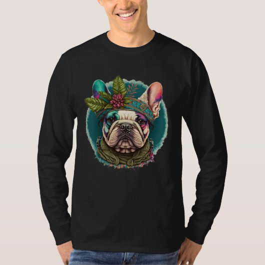 French Bulldog Frenchie Hippie Mandala sunflower T-shirt (Voorkant)