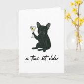 French Bulldog Frenchie Martini Birthday Card Kaart (Gele Bloem)