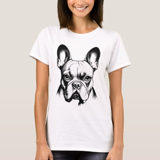 French Bulldog Frenchie Mom Pencil Sketch T-shirt (Voorkant)