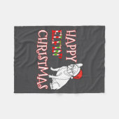 French Bulldog Funny Santa Hat Happy Elfin Christm Fleece Deken (Voorkant (Horizontaal))