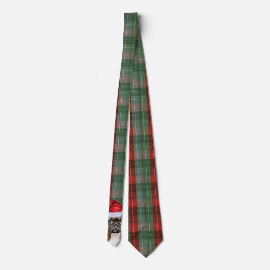 French Bulldog Green Red Holiday Plaid Christmas Stropdas (Achterkant)