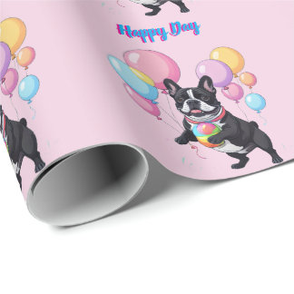 French Bulldog Happy Day Französische Bulldogge  Cadeaupapier