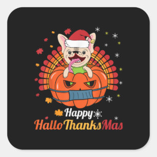 French Bulldog Happy HalloBedanktMas 2020 Cute Dog Vierkante Sticker