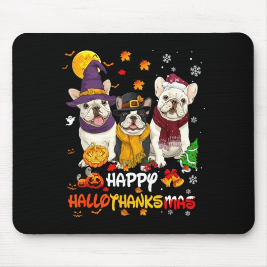 French Bulldog Happy Hallothanksmas Dog Lover Chri Muismat (Voorkant)