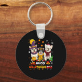 French Bulldog Happy Hallothanksmas Dog Lover Chri Sleutelhanger (Voorkant)
