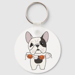 French Bulldog Happy Halloween Dog Costume Keychai Sleutelhanger