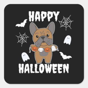 French Bulldog Happy Halloween Dog Costume Vierkante Sticker