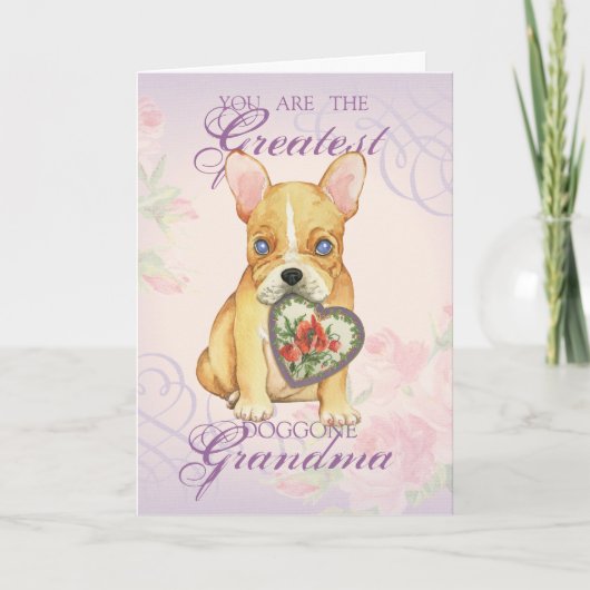 French Bulldog Heart Grandma Kaart (Voorkant)