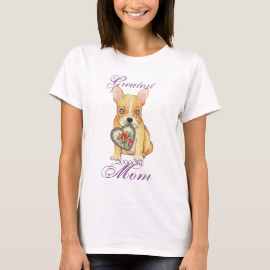 French Bulldog Heart Mam T-shirt (Voorkant)