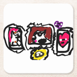 French bulldog hearts   kartonnen onderzetters