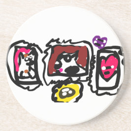 French bulldog hearts   zandsteen onderzetter