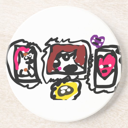 French bulldog hearts   zandsteen onderzetter (Voorkant)