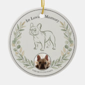 French Bulldog-herdenkings Sage Botanisch Keramisch Ornament (Voorkant)