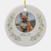 French Bulldog-herdenkings Sage Botanisch Keramisch Ornament (Achterkant)