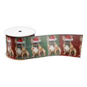 French Bulldog Holiday Plaid Funny Dog Christmas Satijnen Lint (Spoel)