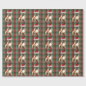 French Bulldog Holiday Red Green Plaid Christmas Cadeaupapier (Vlak)