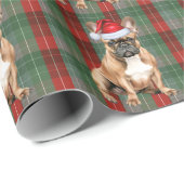 French Bulldog Holiday Red Green Plaid Christmas Cadeaupapier (Rol Hoek)