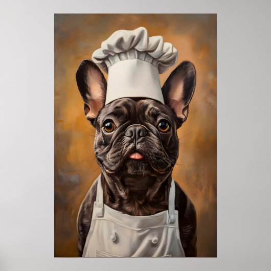 French Bulldog In Chefs Hat Poster, Pet Poster (Voorkant)