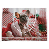 French Bulldog in Christmas Hat Groot Cadeauzakje (Voorkant)