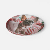 French Bulldog in Christmas Hat Papieren Bordje (Gekanteld)