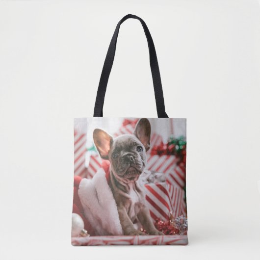 French Bulldog in Christmas Hat Tote Bag (Voorkant)