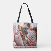 French Bulldog in Christmas Hat Tote Bag (Achterkant)